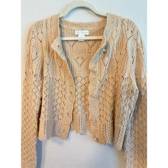 🌴 House of Harlow Crochet Button Cardigan Cable Knit Sweater Size L - Picture 6 of 9